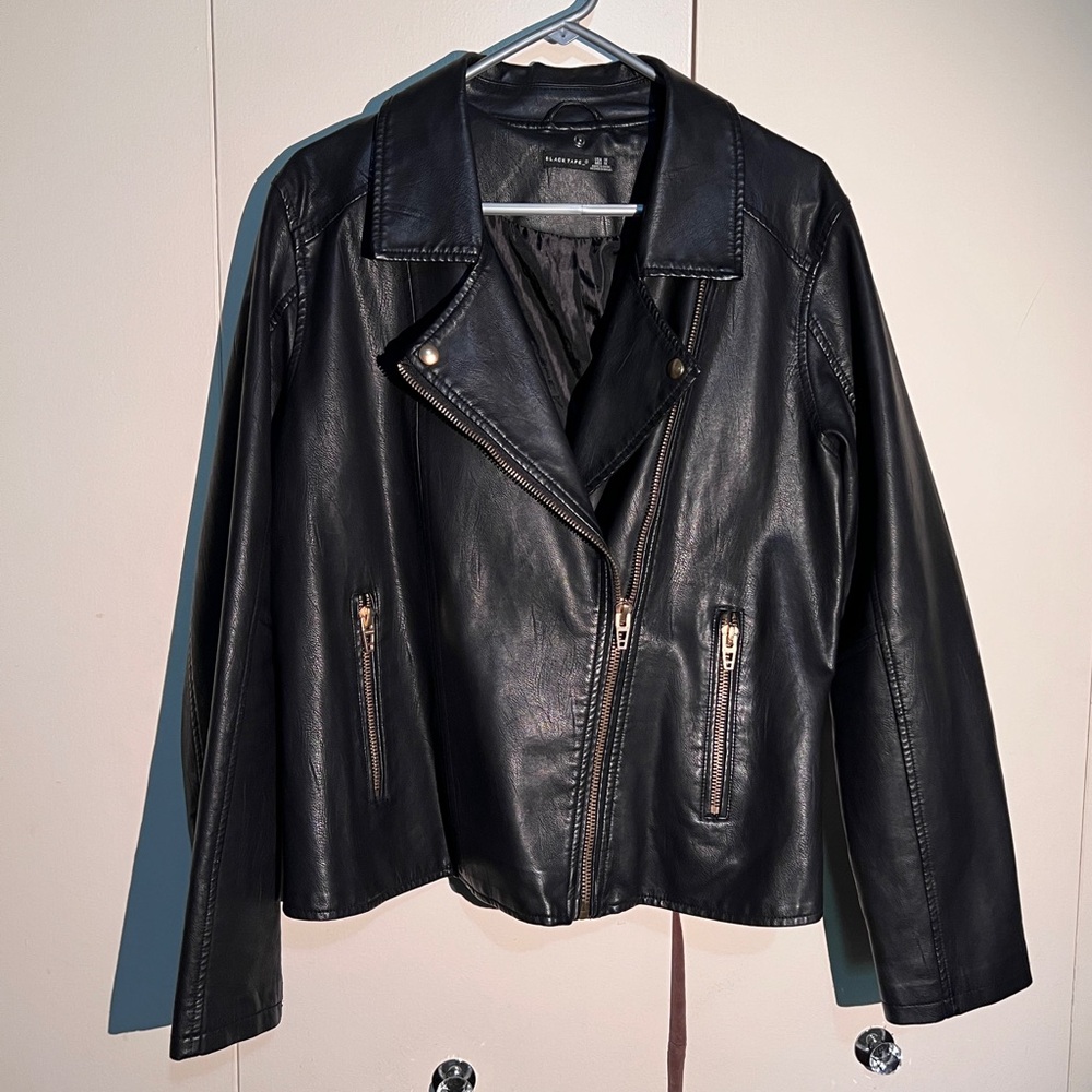 Black Tape - Classic Black Faux Leather Moto Jacket